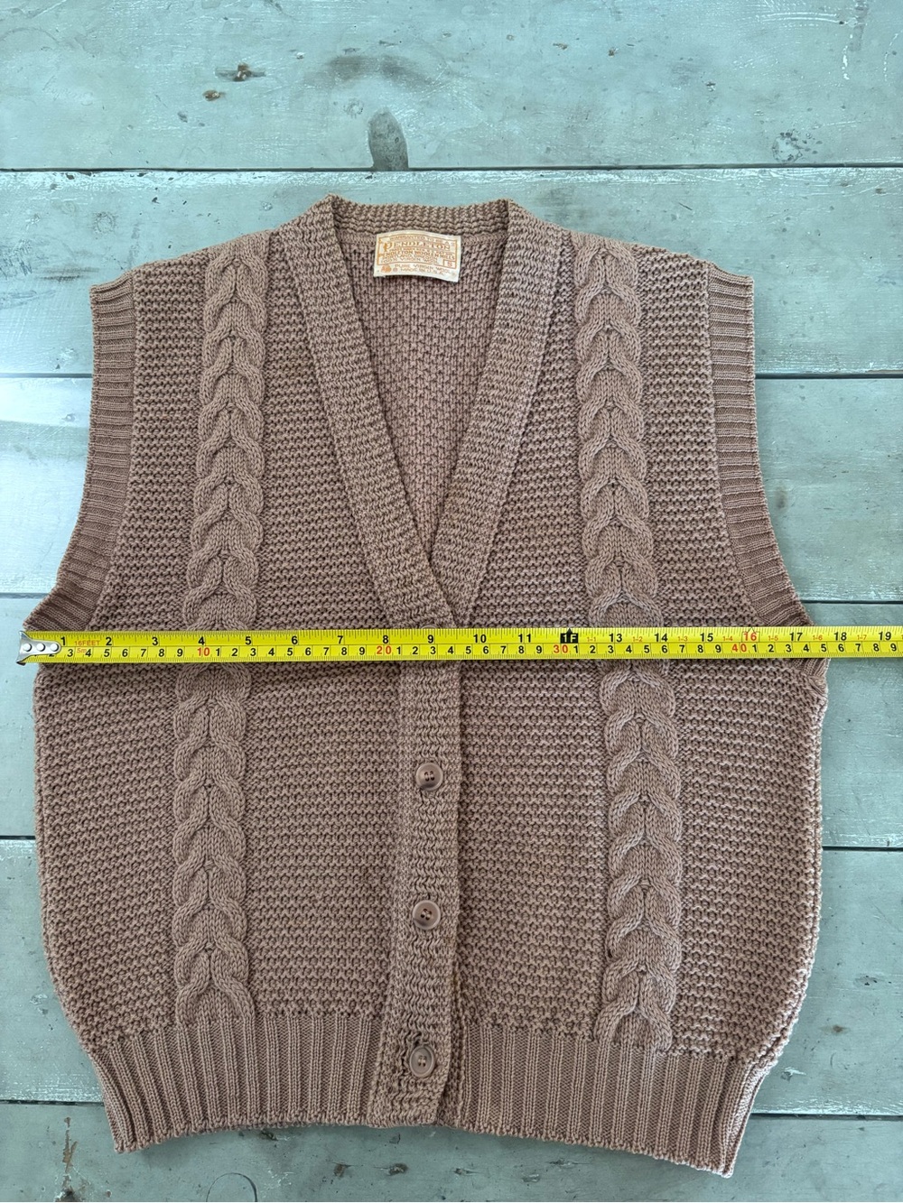 Vintage Pendleton 100% Virgin Wool Cable-Knit Sweater Vest - Picture 4 of 5